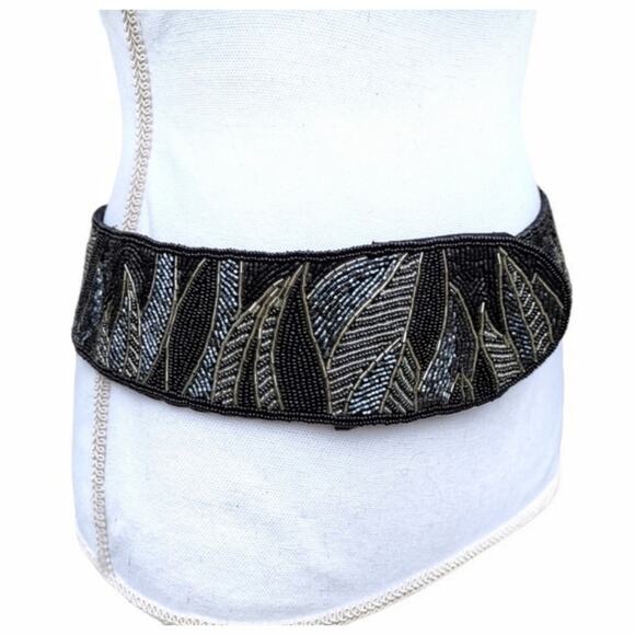 Vintage Beaded Evening Belt by JEROMES Roaring 20's Speak Easy Costume Size M/L - Picture 1 of 9
